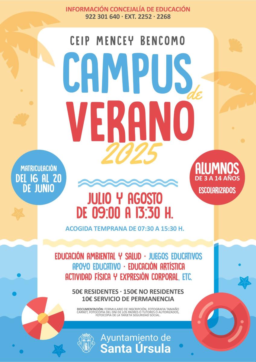 El Ayuntamiento de Santa Úrsula abre el plazo de inscripción para el campus de verano