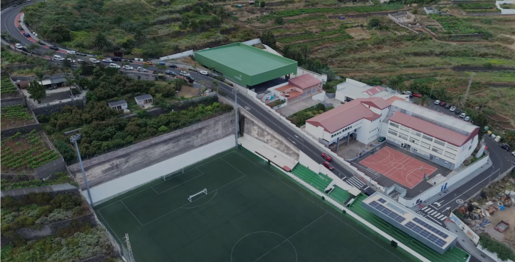 Vista aérea del campo de fútbol de La Victoria de Acentejo