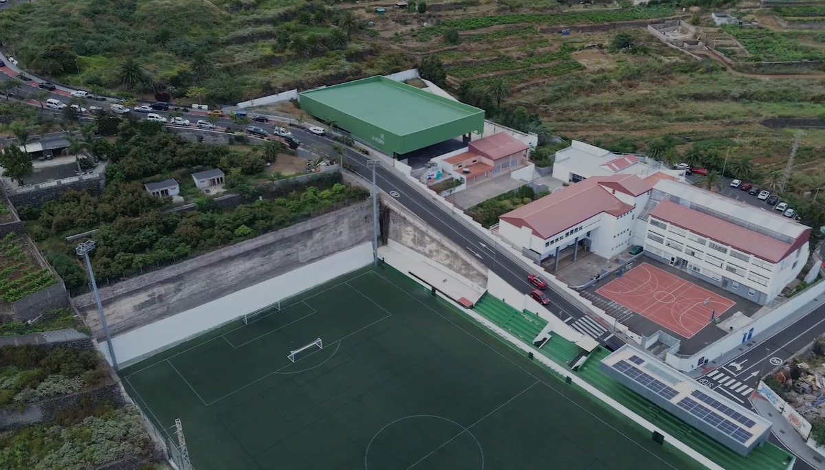 Vista aérea del campo de fútbol de La Victoria de Acentejo