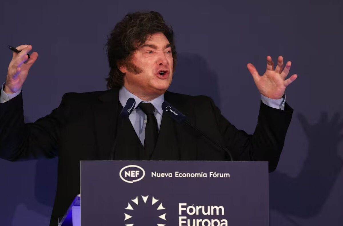 Milei durante su discurso en el foro economico