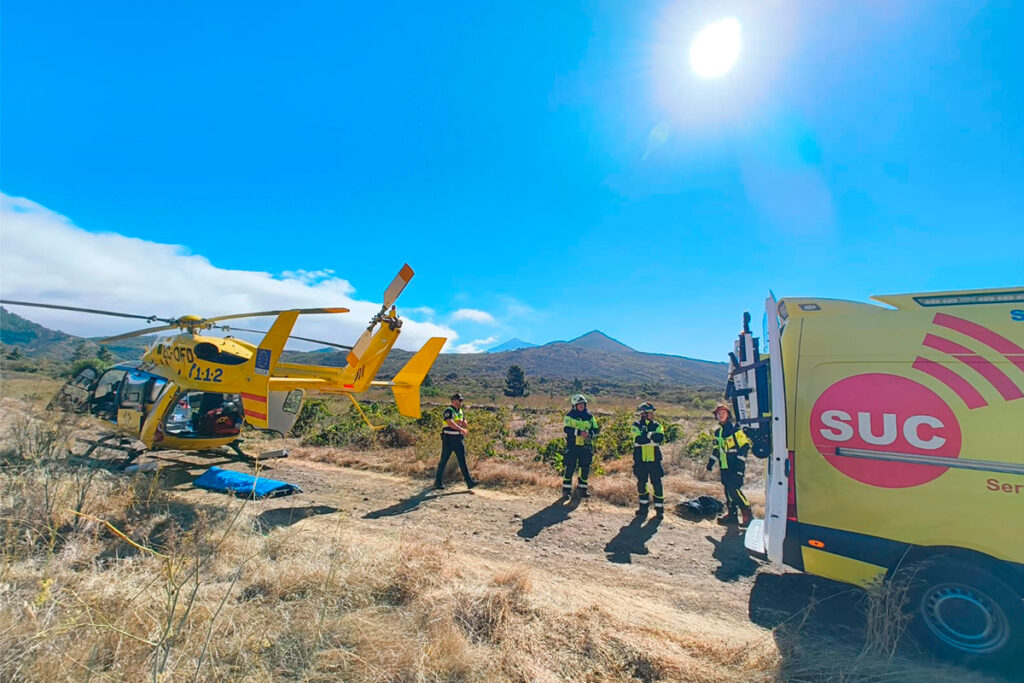 Grave caída de motorista en TF-82: evacuado en helicóptero al HUC en estado crítico
